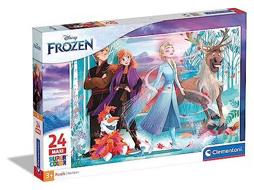 Clementoni 28513 Maxi Frozen 2 – Puzzle 24 Teile ab 3 Jahren, farbenfrohes Kinderpuzzle mit extra großen Puzzleteilen, Geschicklichkeitsspiel für Kinder von Clementoni
