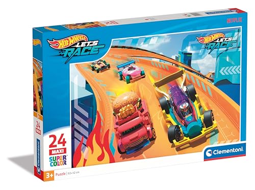 Clementoni 28523 Supercolor Hot Wheels – 24 Maxi Teile Kinder 3 Jahre, Cartoon-Puzzle – Made in Italy, Mehrfarbig von Clementoni