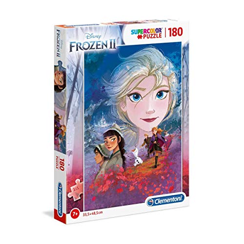 Clementoni 29768 Supercolor Frozen 2 – Puzzle 180 Teile ab 7 Jahren, buntes Kinderpuzzle mit besonderer Leuchtkraft & Farbintensität, Geschicklichkeitsspiel für Kinder von Clementoni