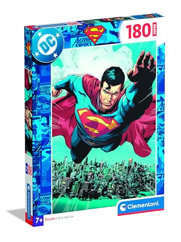 Clementoni 29801 Superman – Super Puzzle 180 Teile, dynamisches Superheldenmotiv, Kinderpuzzle ab 7 Jahren von Clementoni