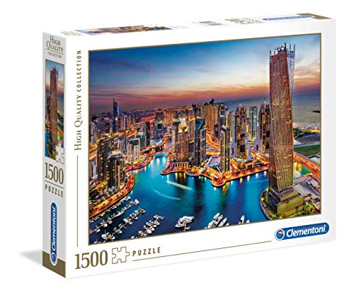 Clementoni 31814 Yachthafen von Dubai – Puzzle 1500 Teile ab 9 Jahren, buntes Erwachsenenpuzzle mit kräftigen Farben, Geschicklichkeitsspiel für die ganze Familie, schöne Geschenkidee von Clementoni