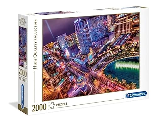 Clementoni 32555 Las Vegas – Puzzle 2000 Teile ab 9 Jahren, buntes Erwachsenenpuzzle mit kräftigen Farben, Geschicklichkeitsspiel für die ganze Familie, schöne Geschenkidee von Clementoni