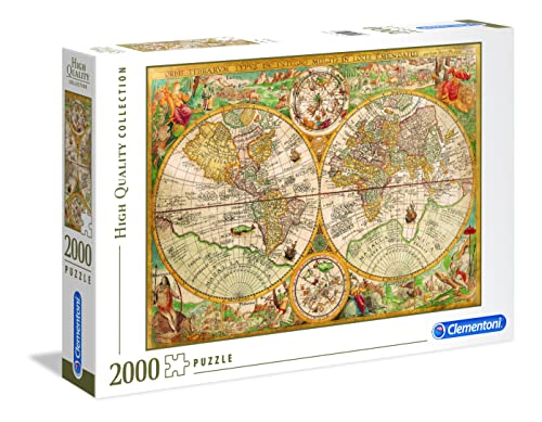 Clementoni 32557 Antike Landkarte – Puzzle 2000 Teile ab 9 Jahren, buntes Erwachsenenpuzzle mit kräftigen Farben, Geschicklichkeitsspiel für die ganze Familie, schöne Geschenkidee von Clementoni