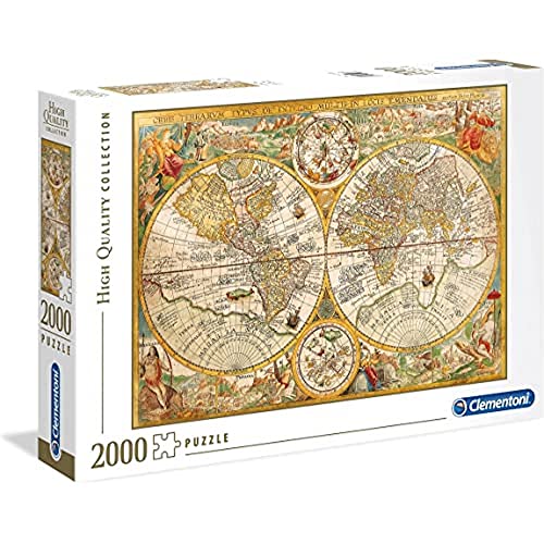 Clementoni 32557 Antike Landkarte – Puzzle 2000 Teile ab 9 Jahren, buntes Erwachsenenpuzzle mit kräftigen Farben, Geschicklichkeitsspiel für die ganze Familie, schöne Geschenkidee von Clementoni