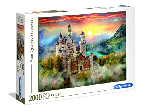 Clementoni 32559 Neuschwanstein – Puzzle 2000 Teile ab 9 Jahren, buntes Erwachsenenpuzzle mit kräftigen Farben, Geschicklichkeitsspiel für die ganze Familie, schöne Geschenkidee von Clementoni