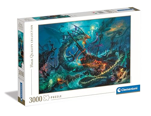 Clementoni 33023 Collection – The Underwater Battle – 3000 Teile – Puzzle, Illustration des Autors, Paolo Barbieri, horizontal, Spaß für Erwachsene, hergestellt in Italien, Mehrfarbig von Clementoni