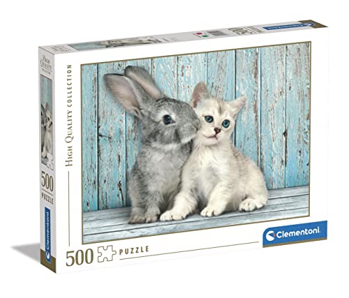 Clementoni 35004 Katze & Hase – Puzzle 500 Teile, buntes Geschicklichkeitsspiel für die ganze Familie, Erwachsenenpuzzle ab 14 Jahren von Clementoni
