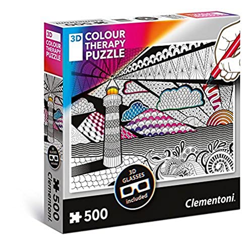 Clementoni 35052" Leuchtturm-3D Colour Therapy Puzzle, 500 Teile von Clementoni