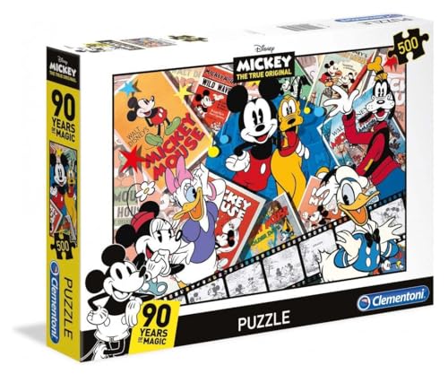 Clementoni 35061 Mickey & Friends Mouse Disney 90 Years of Magic Puzzle, 500 Teile, Mehrfarbig von Clementoni