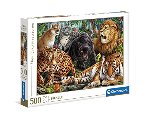 Clementoni - 35126 Collection Puzzle - Wild Cats - Puzzle 500 Teile ab 14 Jahren, Erwachsenenpuzzle mit Wimmelbild, Geschicklichkeitsspiel für die ganze Familie von Clementoni