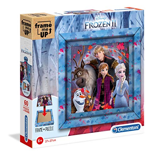 Clementoni 38803 Frame me up Frozen 2 – Puzzle 60 Teile ab 4 Jahren, buntes Kinderpuzzle inkl. Rahmen aus Karton, zum Aufhängen ohne Kleber, Geschicklichkeitsspiel für Kinder von Clementoni