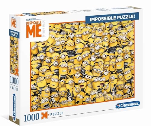 Clementoni 39408 Impossible Puzzle Minions – Puzzle 1000 Teile ab 9 Jahren, Erwachsenenpuzzle mit Wimmelbild, herausforderndes Geschicklichkeitsspiel für die ganze Familie von Clementoni