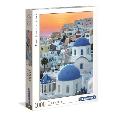 Clementoni 39480 Santorini Puzzle 1000 Teile, Geschicklichkeitsspiel für die ganze Familie, buntes Legespiel, Erwachsenenpuzzle ab 14 Jahren Mehrfarben von Clementoni