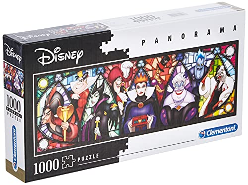Clementoni 39516 Disney Villains – Puzzle 1000 Teile, Panorama Puzzle, buntes Legespiel für die ganze Familie, Erwachsenenpuzzle ab 9 Jahren, 40 x 21 x 6 von Clementoni