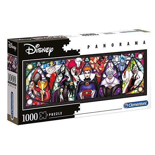 Clementoni 39516 Disney Villains – Puzzle 1000 Teile, Panorama Puzzle, buntes Legespiel für die ganze Familie, Erwachsenenpuzzle ab 9 Jahren, 40 x 21 x 6 von Clementoni