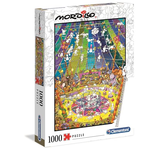 Clementoni 39536 Mordillo "Die Show" – Puzzle 1000 Teile, Geschicklichkeitsspiel für die ganze Familie, buntes Legespiel, Erwachsenenpuzzle ab 14 Jahren von Clementoni