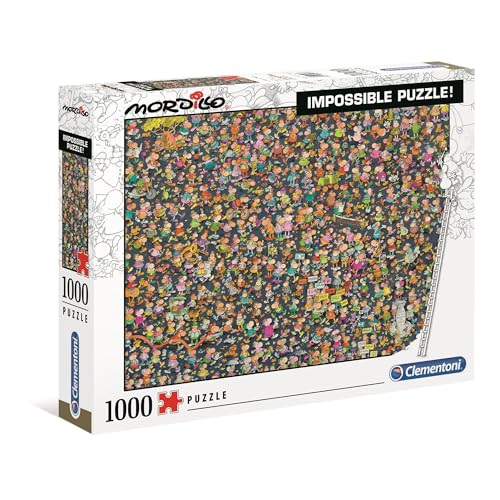 Clementoni 39550 Impossible Puzzle Mordillo – Puzzle 1000 Teile ab 9 Jahren, Erwachsenenpuzzle mit Wimmelbild, herausforderndes Geschicklichkeitsspiel für die ganze Familie von Clementoni