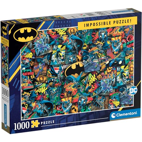 Clementoni 39575 Batman – 1000 Teile Impossible Puzzle, Geschicklichkeitsspiel für die ganze Familie, buntes Legespiel, Erwachsenenpuzzle ab 9 Jahren, 28.1 x 37 x 5.5 von Clementoni