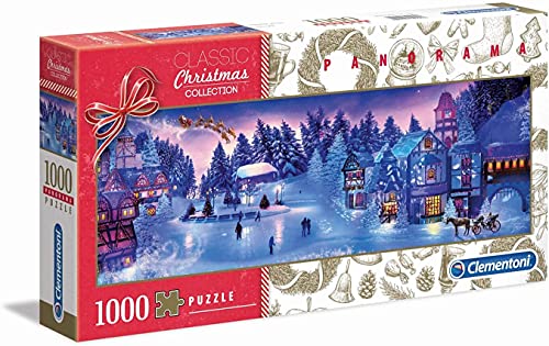 Clementoni 39582 Panorama Christmas Collection – Puzzle 1000 Teile ab 9 Jahren, Erwachsenenpuzzle mit Panoramabild, Geschicklichkeitsspiel für die ganze Familie, ideal als Wandbild von Clementoni