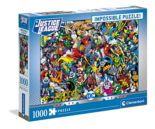 Clementoni 39599 DC Comics – 1000 Teile Impossible Puzzle, Geschicklichkeitsspiel für die ganze Familie, buntes Legespiel, Erwachsenenpuzzle ab 9 Jahren von Clementoni
