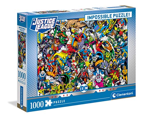 Clementoni 39599 DC Comics – 1000 Teile Impossible Puzzle, Geschicklichkeitsspiel für die ganze Familie, buntes Legespiel, Erwachsenenpuzzle ab 9 Jahren von Clementoni