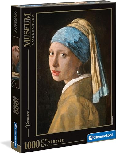 Clementoni 39614 Vermeer – Das Mädchen mit dem Perlenohrring – Puzzle 1000 Teile, Museum Collection, Geschicklichkeitsspiel für die ganze Familie, Erwachsenenpuzzle ab 14 Jahren von Clementoni