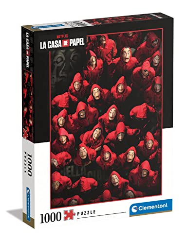 Clementoni 39654 Stück La Casa De Papel//Money Heist-Puzzle 1000 Teile für Erwachsene und Kinder ab 10 Jahre, herausforderndes Geschicklichkeitsspiel für die ganze Familie, Mehrfarbig, Medium von Clementoni