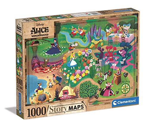 Clementoni 39667 Maps-Disney Alice in Wonderland-Puzzle Teile für Erwachsene und Kinder ab 10 Jahre, herausforderndes Geschicklichkeitsspiel für die ganze Familie, Mehrfarbig, Medium, 1000 pezzi von Clementoni