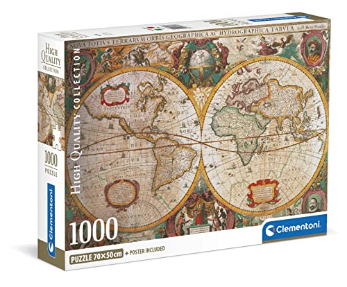Clementoni - 39706 Kollektion Puzzle Old Map – 1000 Teile – Puzzle für Erwachsene, Unterhaltung für Erwachsene – hergestellt in Italien von Clementoni