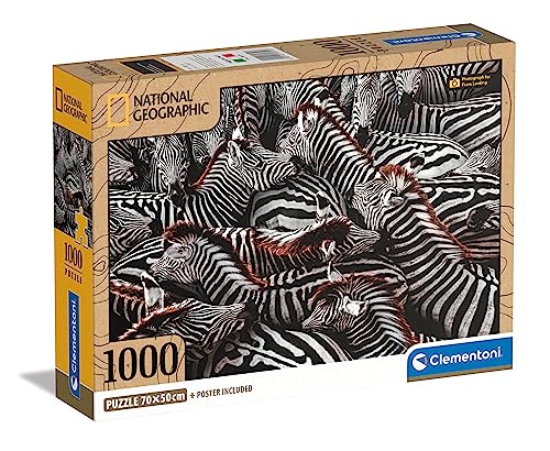 Clementoni 39729 National Geographic-Zebras In Holding Pen-Puzzle 1000 Teile Für Erwachsene Und Kinder 14 Jahren, Geschicklichkeitsspiel Für Die Ganze Familie, Mehrfarbig von Clementoni