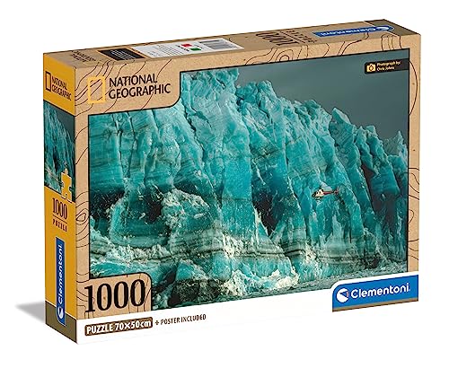 Clementoni 39731 National Geographic-Hubbard Glacier-Puzzle 1000 Teile Für Erwachsene Und Kinder 14 Jahren, Geschicklichkeitsspiel Für Die Ganze Familie, Mehrfarbig von Clementoni
