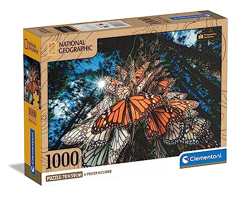 Clementoni 39732 National Geographic-Monarch Butterflies-Puzzle 1000 Teile Für Erwachsene Und Kinder 14 Jahren, Geschicklichkeitsspiel Für Die Ganze Familie, Mehrfarbig von Clementoni