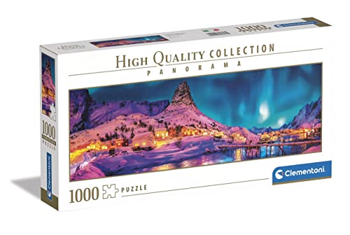 Clementoni 39747 Collection Panorama-Colorful Night Over Lofoten Islands, Puzzle 1000 Teile Für Erwachsene Und Kinder 14 Jahren, Geschicklichkeitsspiel Für Die Ganze Familie, Mehrfarbig von Clementoni