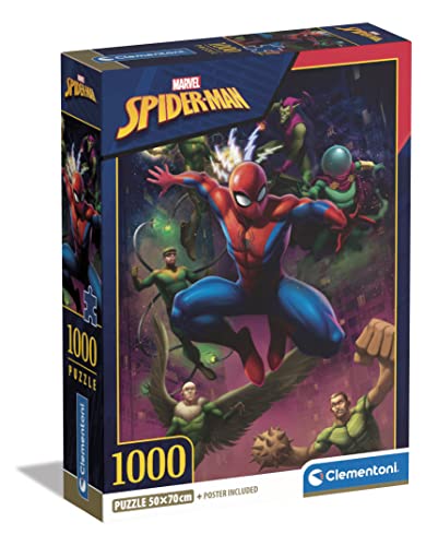 Clementoni 39768 Marvel Spiderman, Puzzle 1000 Teile Für Erwachsene Und Kinder 10 Jahren, Geschicklichkeitsspiel Für Die Ganze Familie von Clementoni