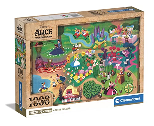Clementoni 39785 Disney Alice im Wonderland – 1000 Teile – Erwachsenen-Puzzle, hergestellt in Italien, Mehrfarbig von Clementoni