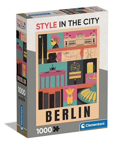 Clementoni 39845 Style in The City Berlin – 1000 Teile – Puzzle, Stadtpuzzle, Illustrationen des Autors, vertikal, Spaß für Erwachsene, hergestellt in Italien, Mehrfarbig von Clementoni