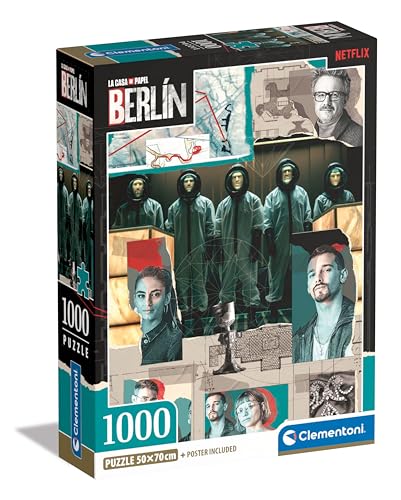 Clementoni 39848 Berlin – 1000 Teile, Netflix-Puzzle Das Papierhaus/Money Heist, vertikal, Spaß für Erwachsene, Made in Italy, Mehrfarbig von Clementoni