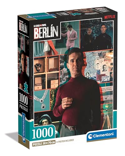 Clementoni 39849 Berlin – 1000 Teile, Netflix-Puzzle Das Papierhaus/Money Heist, vertikal, Spaß für Erwachsene, Made in Italy, Mehrfarbig von Clementoni