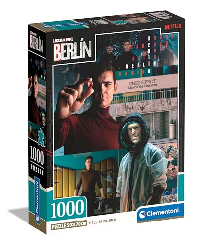 Clementoni 39850 Berlin – 1000 Teile, Netflix-Puzzle Das Papierhaus/Money Heist, vertikal, Spaß für Erwachsene, Made in Italy, Mehrfarbig von Clementoni