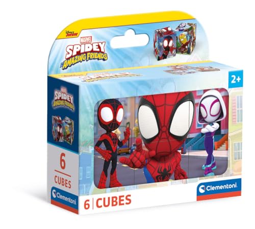 Clementoni 40661 Marvel Spidey and His Amazing Friends – 6 Teile Kinder 2 Jahre, Cartoon, Würfel, Superhelden-Puzzle, Made in Italy, Mehrfarbig von Clementoni