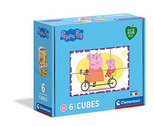 Clementoni 44009 Würfelpuzzle Play for Future Peppa Pig – Puzzle 6 Teile ab 2 Jahren (6 Puzzlewürfel), Kinderpuzzle aus recyceltem & recycelbarem Material, Denkspiel für Kinder von Clementoni