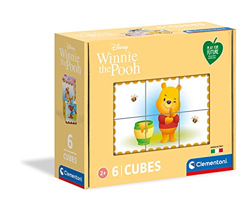 Clementoni 44012 Würfelpuzzle Play for Future Winnie the Pooh – Puzzle 6 Teile ab 2 Jahren (6 Puzzlewürfel), Kinderpuzzle aus recyceltem & recycelbarem Material, Denkspiel für Kinder von Clementoni