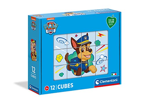 Clementoni 45008 Würfelpuzzle Play for Future Paw Patrol – Puzzle 12 Teile ab 3 Jahren (12 Puzzlewürfel), Kinderpuzzle aus recyceltem & recycelbarem Material, Denkspiel für Kinder von Clementoni