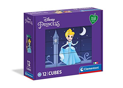 Clementoni 45012 Würfelpuzzle Play for Future Princess – Puzzle 12 Teile ab 3 Jahren (12 Puzzlewürfel), Kinderpuzzle aus recyceltem & recycelbarem Material, Denkspiel für Kinder von Clementoni