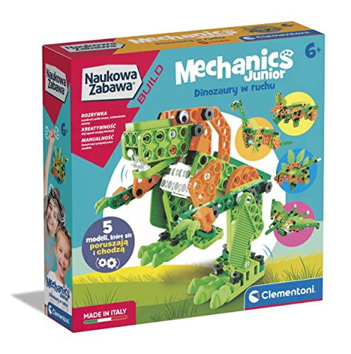 Clementoni - 50681 - Wissenschaftlicher Spaß Build Mechanik Junior Dinosaurier Blöcke für Kinder ab 6 Jahren Version Polen von Clementoni