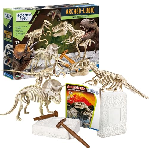 Clementoni CLI524914 Archéo Ludic – Legendäre Dinosaurier – Wissenschaftsspiel – Fossilien-Set – hergestellt in Italien – französische Version, ab 7 Jahren, Mehrfarbig, 42 x 6.7 x 29 cm von Clementoni