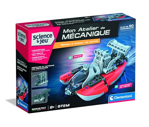 Clementoni | Rennboot zum Bauen ab 8 Jahren | Meine mechanische Werkstatt | Aktionsmechanismen | STEM | 80 Teile | Handbuch 3D | Nachbildung | Made in Italy | Geschenk Spielzeug Kinder Clementoni | Rennboot zum Bauen ab 8 Jahren | Meine mechanische Werkstatt | Aktionsmechanismen | STEM | 80 Teile | Handbuch 3D | Nachbildung | Made in Italy | Geschenk Spielzeug Kinder von Clementoni
