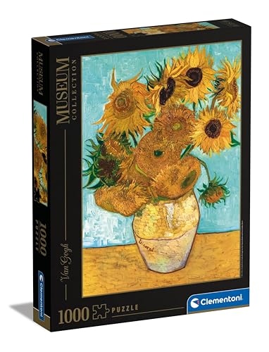 Clementoni 31438 van Gogh Vase mit Sonnenblumen Puzzle 1000 Teile, Museum Collection, Geschicklichkeitsspiel für die ganze Familie, Erwachsenenpuzzle ab 14 Jahren Mehrfarbig L von Clementoni