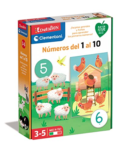 CLEMENTONI 55447.8 Zahlen von 1 bis 10 Does not Apply Animals Lernspielzeug, Mehrfarbig, Mediano von Clementoni