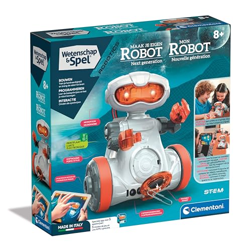Clementoni - 56171 - Wissenschaft & Spiel - Mio Roboter - Spielzeugroboter (Französisch Sprache, Niederländische Sprache), Programmierbar, Roboter Interaktiv, Mint, Robotik, Lernspiele 8 Jahre, Made von Clementoni